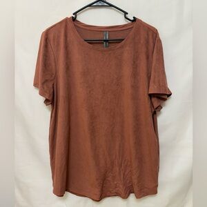Anthropologie Brown Velvet Crew Neck Classic‎ T-shirt in Size XL